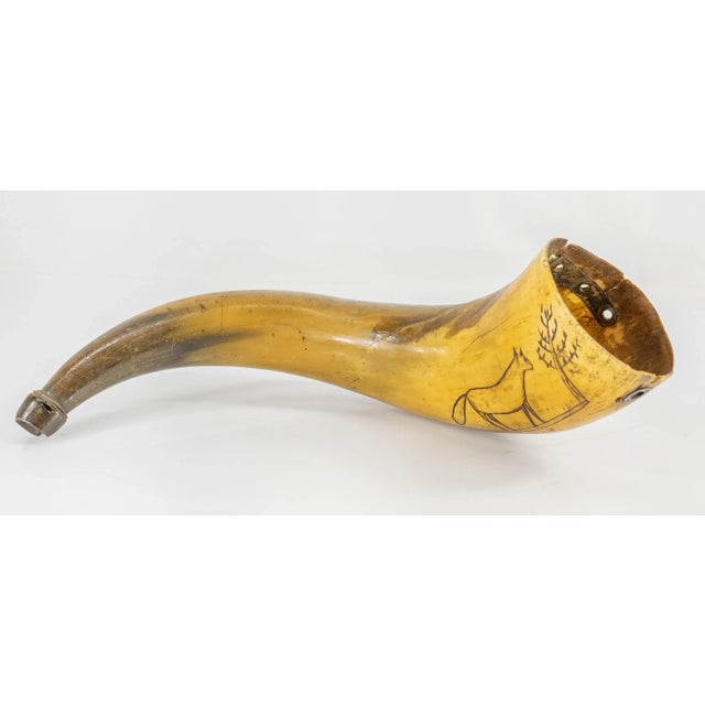 Early 19th Century Carved Scrimshaw English Hunting Powder Horn With Fox For Sale - Image 10 of 10