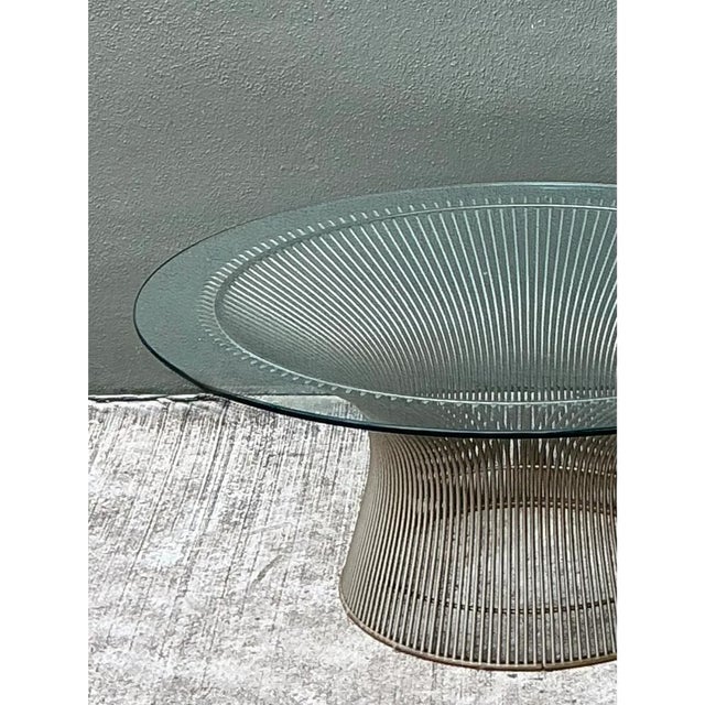 Metal Warren Platner Glass and Steel Coffee Table For Sale - Image 7 of 12