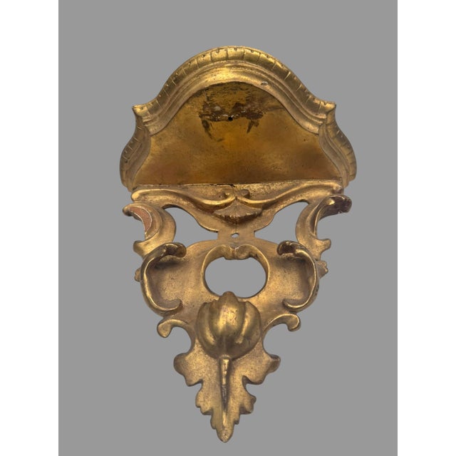 Antique Pair Carved Giltwood Rococo Wall Bracket Shelves Italian Style 11” For Sale - Image 4 of 12