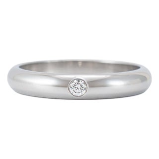 Ladies Cartier 1895 950 Platinum 3.5mm 0.04ct Round Diamond Wedding Band Ring, Size 7.5 For Sale