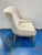 Modern Wing Chair Nubby Cream Fabric. For Sale - Image 4 of 7