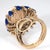 Metal 1960s Angel Skin Coral Lapis Lazuli Ring Vintage 14k Gold Cocktail Jewelry, Size 7.75 For Sale - Image 7 of 7