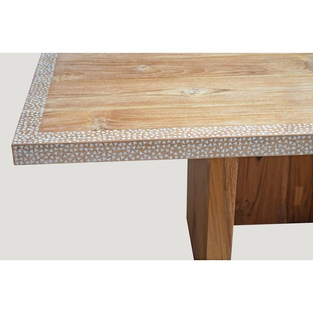 2010s Andrianna Shamaris Shell Inlay Teak Wood Dining Table For Sale - Image 5 of 18