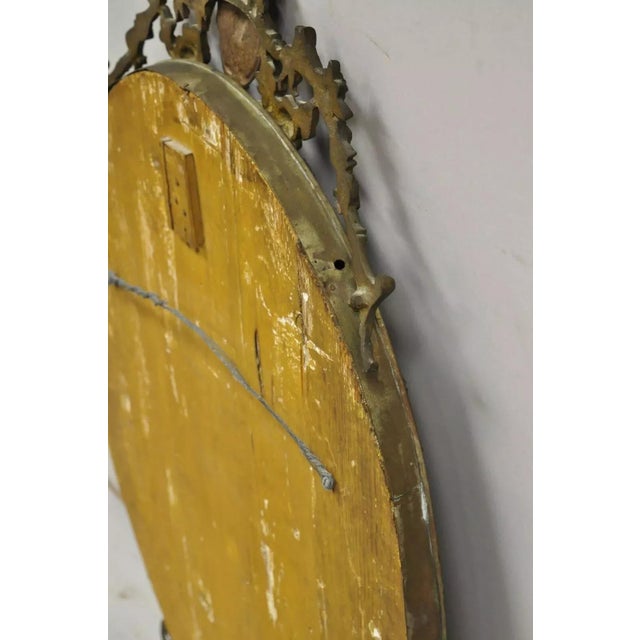 Antique French Victorian Brass Frame Bronze Ormolu Oval Beveled Glass Mirror For Sale - Image 11 of 12