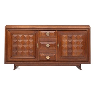 Vintage French Brutalist Oak Sideboard, 1940 For Sale