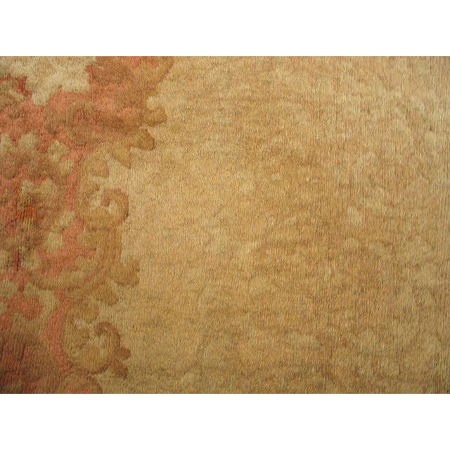 Art Deco 1920s Tan Camel Minimalist Antique Chinese Art Deco Rug 9'0" X 11'9" Handknotted Wool Carpet For Sale - Image 3 of 6