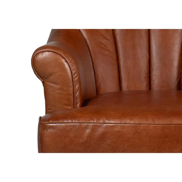 Classic Leather Swivel Chair For Sale - Image 9 of 12