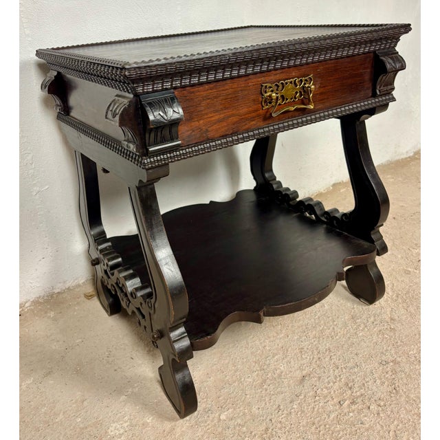 Portuguese Side Table with Drawer and Lower Shelf, 1930s For Sale - Image 14 of 16
