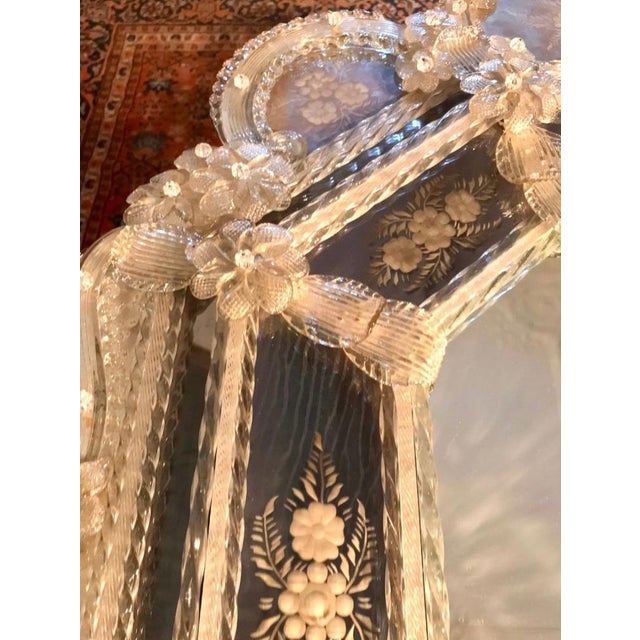 Venetian Palazzo Faceted Murano Glass 3-Tiered Mirror, 1920s For Sale - Image 6 of 9