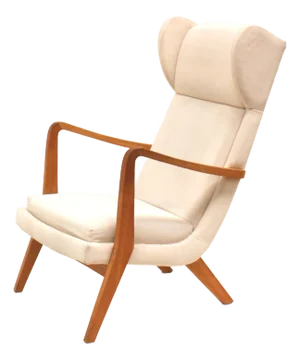 Vintage Danish Lounge Chair with Cream Upholstery, 1960s
