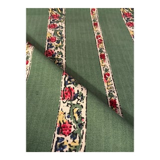 Michael Smith Bangalore Stripe Fabric - Green Jasper Fabrics 1 7/8 Yards For Sale