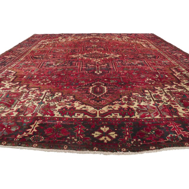 Mid-Century Modern Mid 20th Century Vintage Persian Heriz Rug, 10'02 X 13'04 For Sale - Image 3 of 10