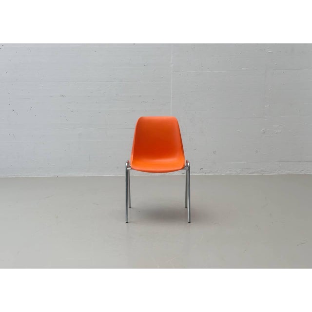 Orange Stacking Chairs Europa by Helmut Starke for Embru, 1970s For Sale - Image 9 of 15