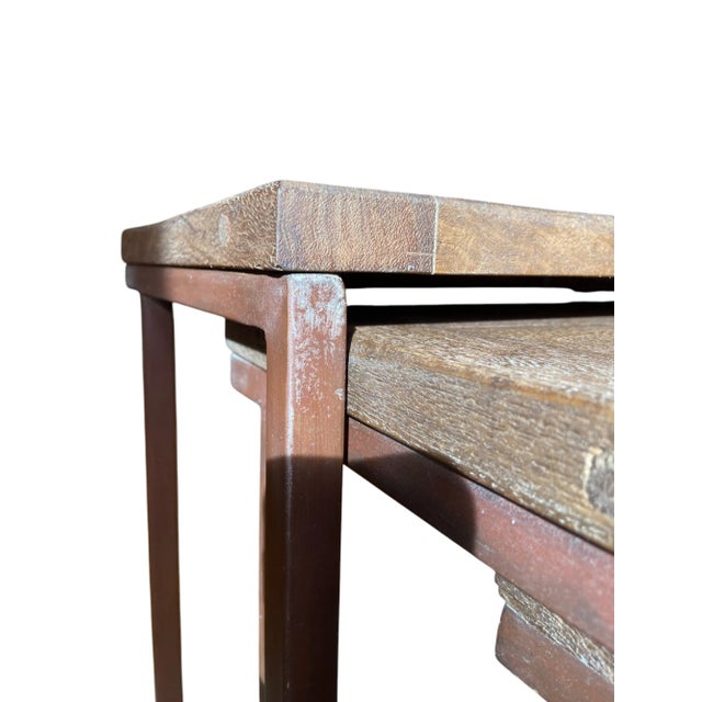 Wood Pottery Barn Granger Reclaimed Wood Nesting Tables - Set of 3 For Sale - Image 7 of 12
