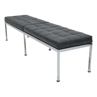 Mid 20th Century Florence Knoll Bench in Holly Hunt Leather For Sale