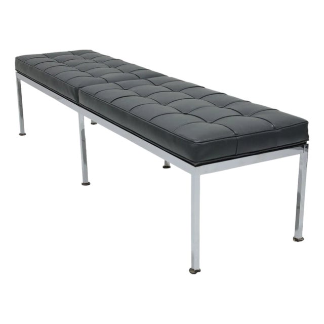 Mid 20th Century Florence Knoll Bench in Holly Hunt Leather For Sale