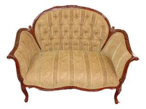 Late 20th Century Mahogany Louis XV French Style Tufted Loveseat Sofa Settee