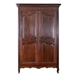 French 19th Century Louis XV Style Carved Oak Armoire For Sale