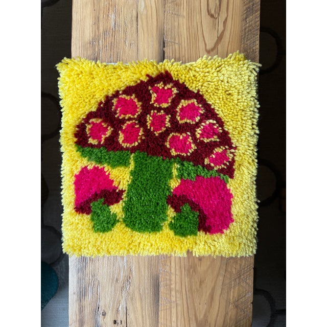Textile Vintage Mushroom Latchhook Textile Wall Art For Sale - Image 7 of 7