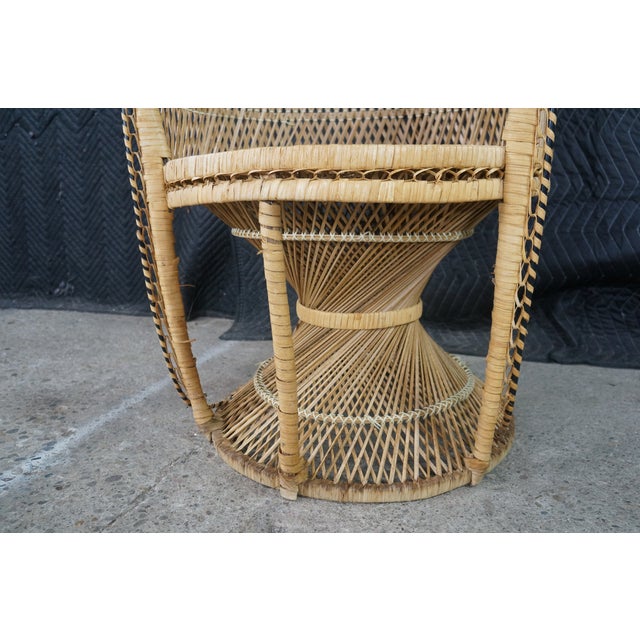 Mid-Century Modern Bamboo & Rattan Peacock Throne Accent Chair Boho Chic MCM For Sale - Image 11 of 18
