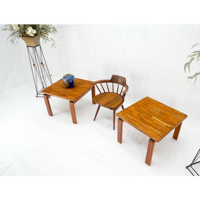 Wood Pair of Solid Teak Danish Mid-Century Modern Square Side End Coffee Tables Mint For Sale - Image 7 of 11