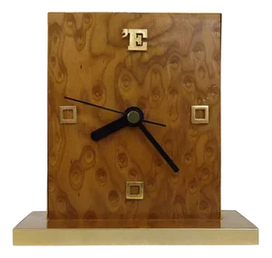 Italian 24 Karat Gold-Plated Wooden Table Clock, 1980s