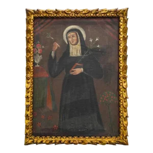 Saint Catherine of Siena Oil on Canvas Spanish Colonial Painting