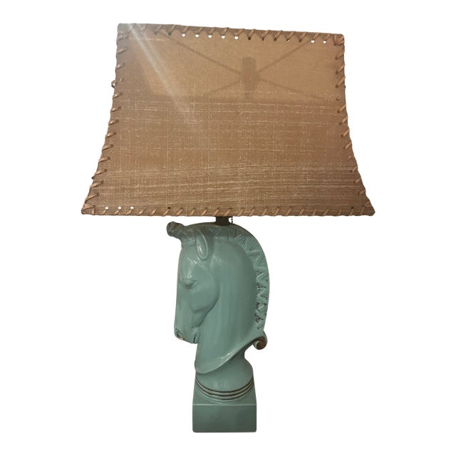 1950’s Turquoise Blue Howell Ceramic Horse Lamp For Sale