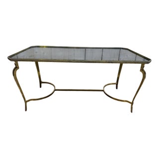Neoclassical Style Coffee Table with Glass For Sale