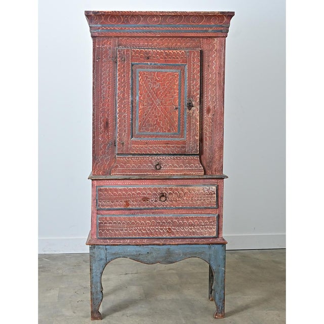 Swedish 18th Century Painted Cabinet on Stand For Sale - Image 9 of 12