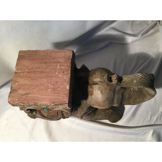 Brown Wooden Elephant Sculpture For Sale - Image 8 of 10