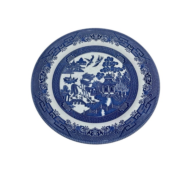 Vintage Large Blue Willow Dinner Plates Made in Staffordshire England - a Set of 6 For Sale In New York - Image 6 of 12