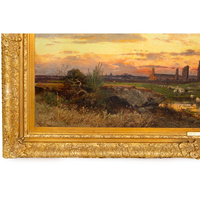 Italian Landscape Painting “View of Roman Campagna Ruins” by Hermann Corrodi For Sale - Image 6 of 18