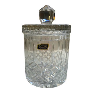 Violetta 24% Lead Crystal Hand-Cut Glass Biscuit/Candy Jar With Lid For Sale