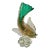 Vintage Murano Sommerso Green Gold Flecks Bollicine Italian Bubble Glass Fish For Sale