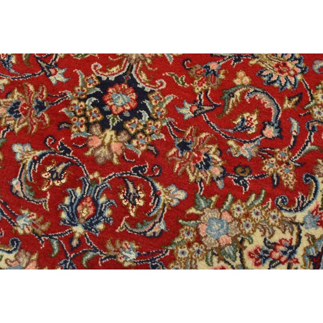 Fine Qom Rug 3’5” X 4’10” Red Wool/Silk Traditional Hand-Knotted Carpet For Sale - Image 4 of 12