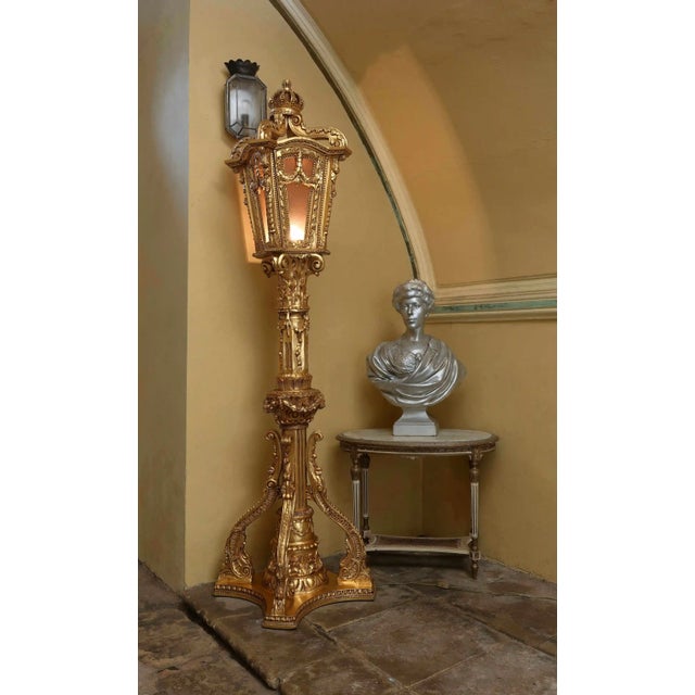 Gold Lanterns on Carved Legs, Set of 2 For Sale - Image 3 of 12