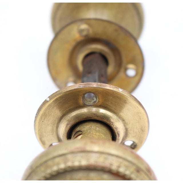 Traditional Cast Brass 2 In. Beaded Door Knobs For Sale - Image 6 of 6
