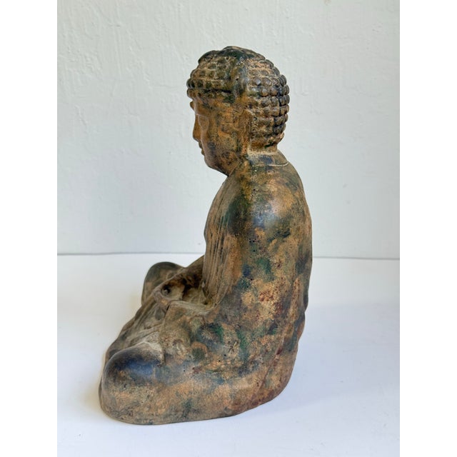 Mid 20th Century Mid 20th C. Otajiri Japan Cast Iron Seated Buddha Sculpture For Sale - Image 5 of 9