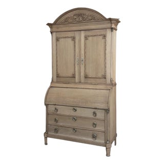 18th Century Dutch Neoclassical Stripped Oak Secretary ~ Bookcase For Sale