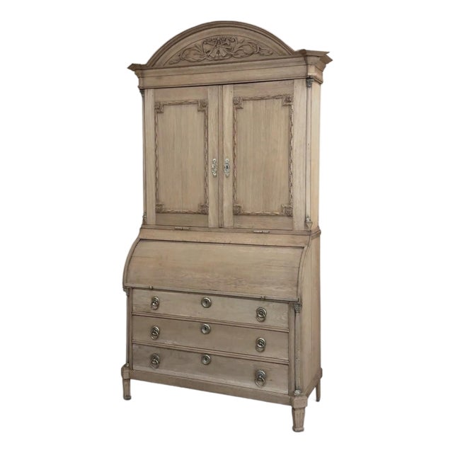 18th Century Dutch Neoclassical Stripped Oak Secretary ~ Bookcase For Sale