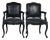Black Faux Crocodile & Glossy Black Louis XV Style Armchairs — A Pair For Sale