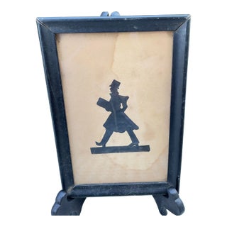 Early 20th Century Framed Silhouette of Man Walking For Sale