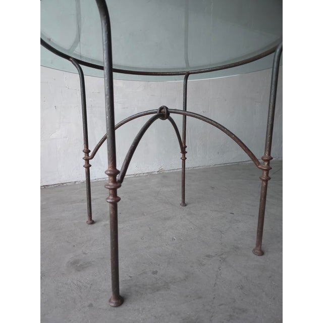 1970s Forged Iron and Glass Dining or Patio Table After Giacometti For Sale In Las Vegas - Image 6 of 10