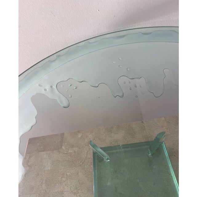 Monumental Art Glass Platter With Frosted Motif, on Plinth, Late 20th Century For Sale In Los Angeles - Image 6 of 12