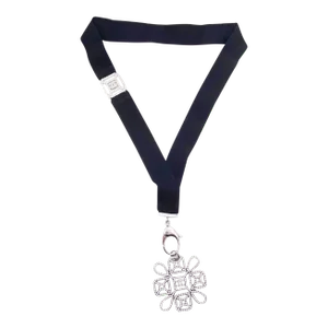 Chanel Silver CC Detachable Crystal Pendant Ribbon Key Chain Necklace