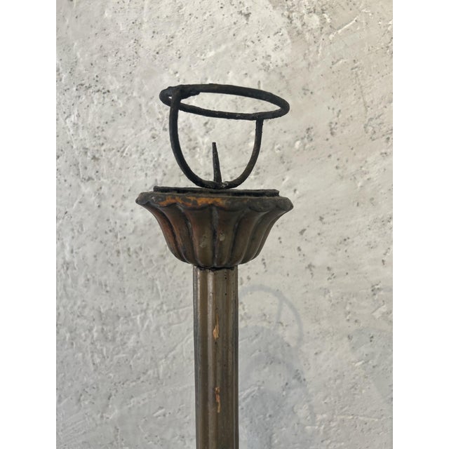 Early 19th Century Early 19th Century Japanese Folk Art Lacquered Candlestick (Condition 'as is') For Sale - Image 5 of 8