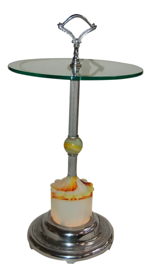 Art Deco Agate Glass and Chrome Lightup Illuminating Side Table