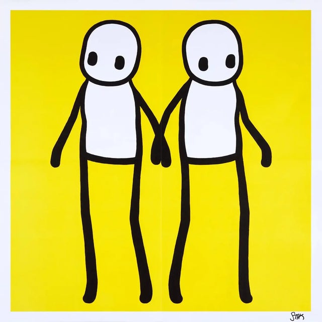 STIK, Holding Hands Signed (Yellow), 2020 Lithographic print in colour on 140 gsm smooth woven paper 50 x 50 cm (19.65 x...