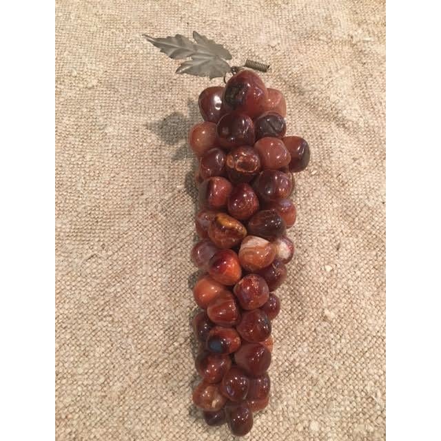 Great Color and Texture on this Polished Red Carnelian Stone Grape Cluster with Leaf.